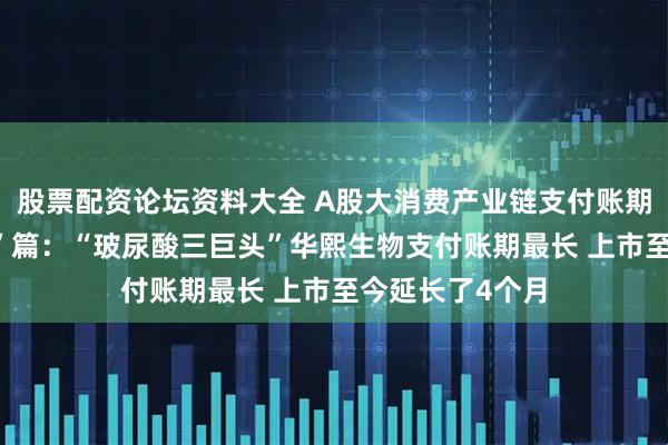 股票配资论坛资料大全 A股大消费产业链支付账期大观——“医美”篇：“玻尿酸三巨头”华熙生物支付账期最长 上市至今延长了4个月